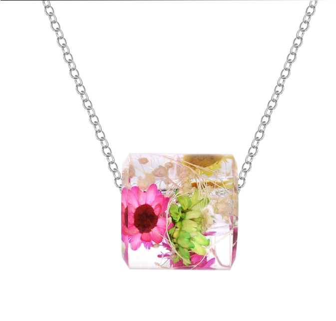 Korean version of resin dried flower necklace